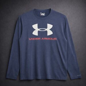 Under Armour HeatGear Long Sleeve Shirt Men LG Loose Navy Athletic Logo